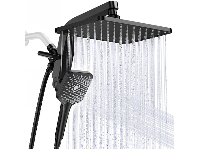 12' XXL Rainfall Shower Head with Handheld Combo Set, Matte Black High Pressure, Magnetic Docking, Air-Infusion Tech, Anti-Leak One-Piece Design,...