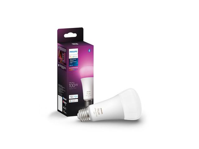 Smart 100W A21 LED Bulb - White and Color Ambiance Color-Changing Light - 1 Pack - 1600LM - E26 - Indoor - Control with Hue App - Works with Alexa,...
