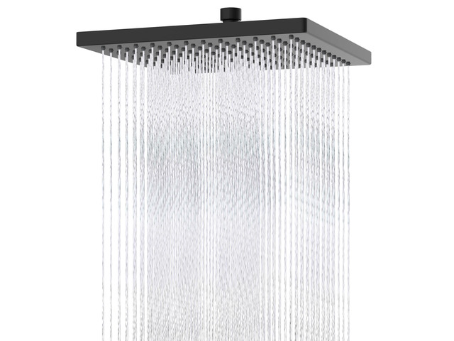 cUPC Certified High Pressure 12'' Rain Shower Head, Matte Black Thickness Metal Showerhead, Square Large Bathroom Rainfall Shower Head, Adjustable...