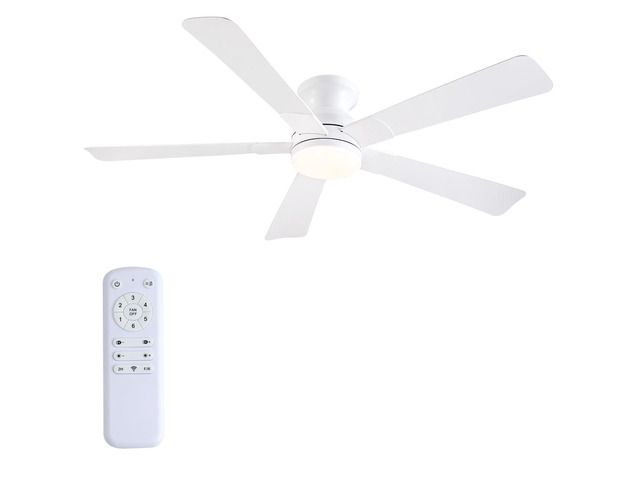 52 inch Ceiling Fans with Lights, White Flush Mount Ceiling Fan with Remote, 3CCT, LED Dimmable, Reversible, 6 Fan Speeds, Quite Low Profile...