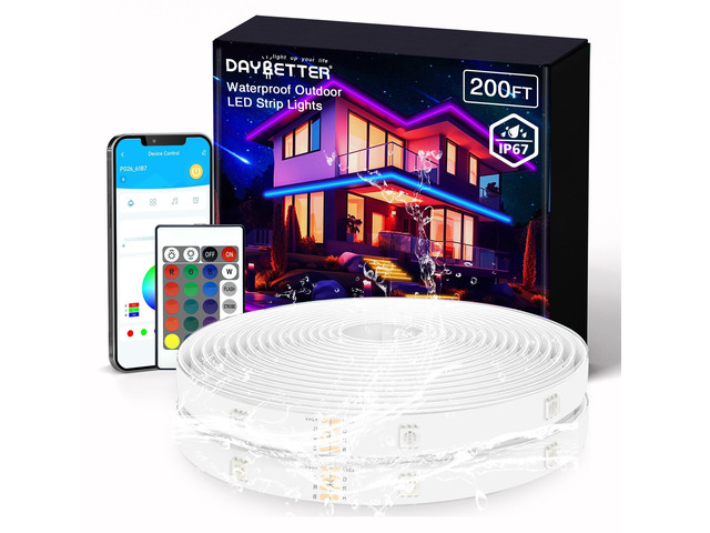 Outdoor LED Strip Lights Waterproof 200ft, IP67 Waterproof LED Light Strips with Remote, Music Sync APP Control, RGB Color Changing LED Lights for...