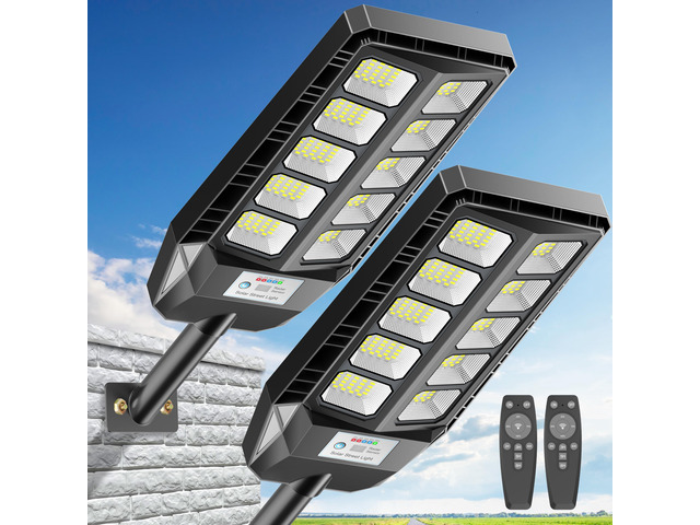 Solar Lights Outdoor, IP66 Waterproof Street Lights Outdoor, TW001 6500K Dusk to Dawn Solar Security Flood Lights Motion Sensor with Remote Control...