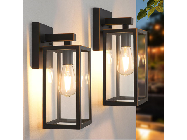 Outdoor Wall Light Fixtures, Exterior Waterproof Wall Lanterns Oil Rubbed Bronze Porch Wall Light, Anti-Rust, E26 Socket, Clear Glass Outside Wall...