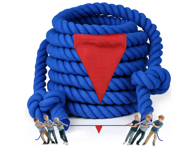 Tug of a War Rope for Kids and Adult 100FT, Tag o War Ropes with Flag for Outdoor, Outside Carnival, Lawn, Field, Team Building Game, Safety Cord...