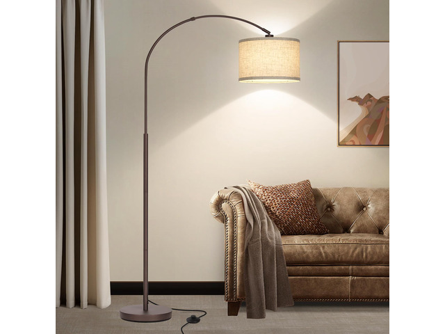 Floor Lamp for Living Room, Arc Lamp with Adjustable Head, Modern Tall Lamp with On/Off Pedal Switch, Over Couch Standing Hanging Light for...