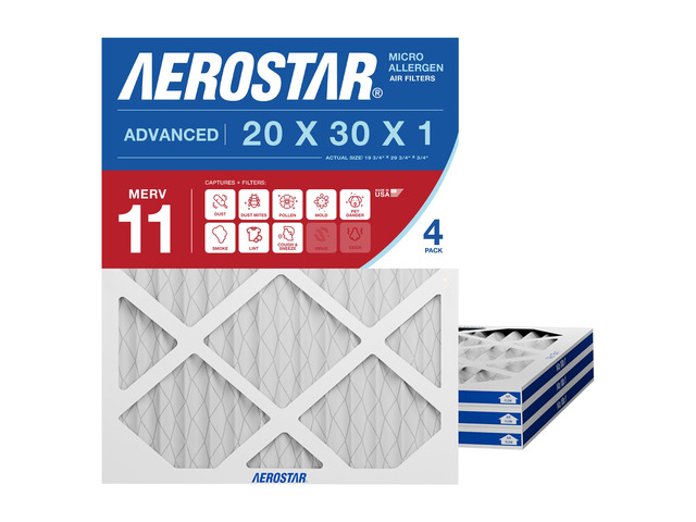 Air Filter 20x30x1 MERV 11 AC Filter, HVAC, Furnace Filter, 4 Pack ACTUAL SIZE (19.75 x 29.75 x 0.75) AC Filter, Furnace Filter, Dust, Pet Dander,...