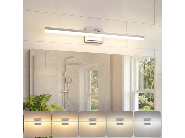Modern Bathroom Vanity Light 31.5 inch, Rotatable, 28W Dimmable 5CCT Led Bathroom Light Fixture Over Mirror, Brushed Nickel Bar Vanity Light for...