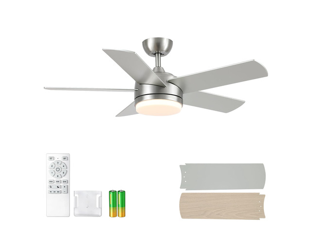 44 Inch Brushed Nickel Ceiling Fan with Light and Remote Control. Noiseless,Dimmable,3CCT,6 Speeds Reversible, DC Ceiling Fans for Indoor or Covered...