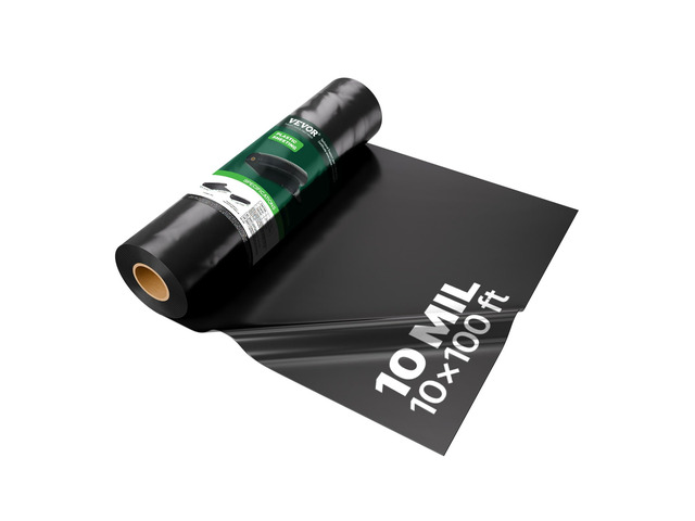 10ft x 100ft 10Mil Plastic Sheeting, Heavy Duty Plastic Drop Cloth Heavy Duty Painters Tarp, Crawl Space Vapor Barrier, Black Plastic Sheet Roll...
