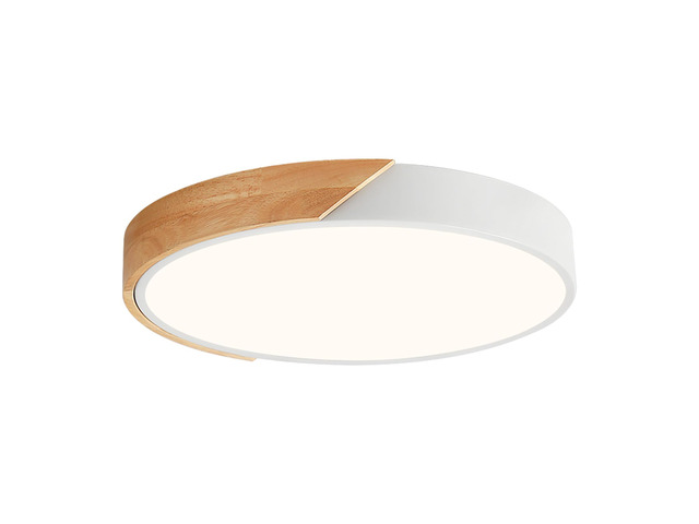 Modern LED Ceiling Light, Minimalist Wood Flush Mount Ceiling Light Fixture, 4000K Not Dimmable, Circle Lighting Lamp with Acrylic Lampshade for...