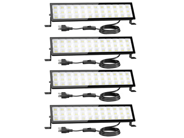 4Pack LED Shop Lights,100W 14000lm Plug in Ultra Bright LED Work Lights,6500K Daylight White Garage Light,IP66 Waterproof Lighting for Garage...