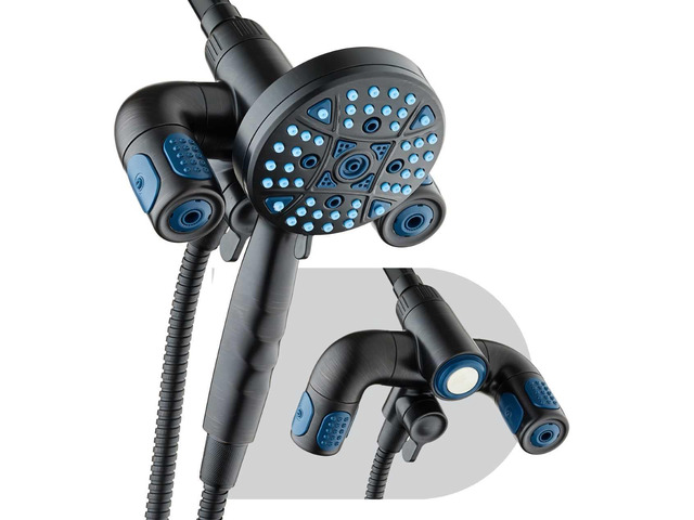 Polaris 208-mode High Pressure Shower Head Combo with Hydro Arms Luxury 3-way 14-zone System with 370 Stay-clean Power Jets, Handheld Magnetic...