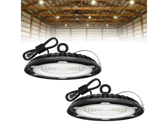 UFO LED High Bay Light: 200W LED High Bay Lights for Shop - 26000 LM High Bay LED Light 2 Packs for Electrician ETL Listed