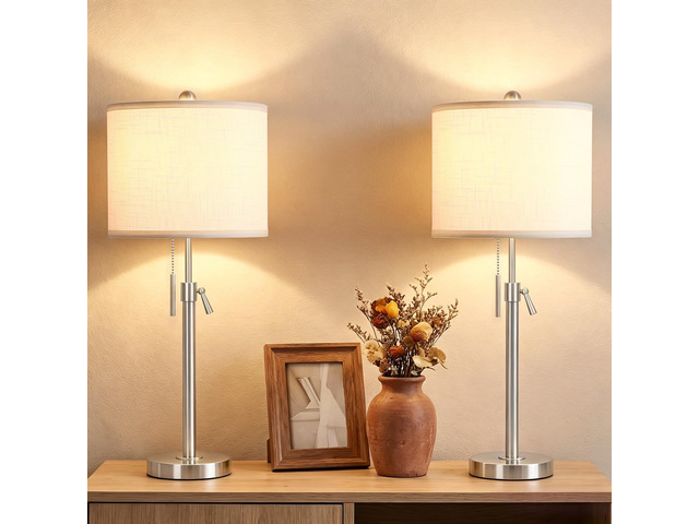 Table Lamps Set of 2, 22' to 30' Adjustable Nightstand Lamps for Bedroom, Dimmable End Table Lamps for Living Room Console Entry Farmhouse Home...