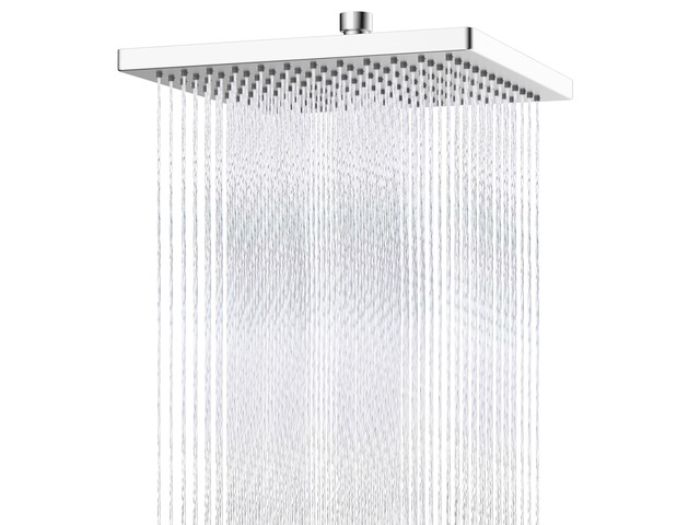 cUPC Certified Metal High Pressure 12'' Rain Shower Head, Chrome Thickness Showerhead, Square Large Bathroom Rainfall Shower Head, Adjustable Brass...