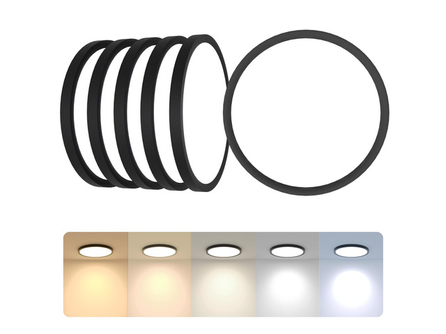 12 Inch Black LED Flush Mount Ceiling Light Fixture (6 Pcs) 24W 2640LM, Dimmable Light, Energy-Efficient & Cost-Saving Eye Care, Close to Natural...