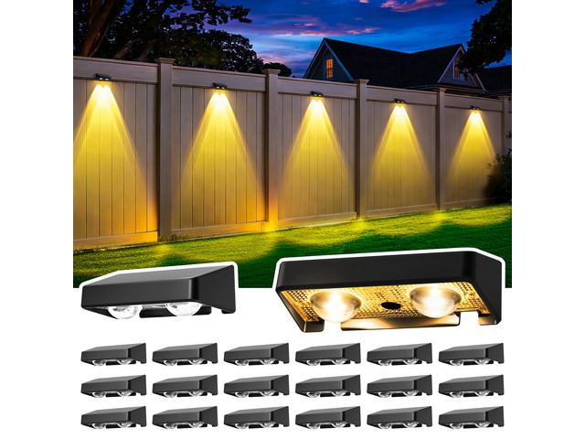 Solar Fence Lights Outdoor, Color Changing, Waterproof IP65, 20 Pack 11 Modes, 9 Colors 50 LM Solar Lights Waterproof with LED Focus Lens for Wall...