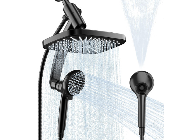 12 Inch High Pressure Rainfall Shower Head Combo,9 Settings Handheld Shower Height/Angle Adjustable, 3 Spray Modes, Anti-leak, Built-in Magnetic...
