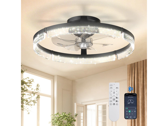 20' Ceiling Fans with Lights and Remote, Low Profile Fandelier 3000-6000K Dimmable LED, 6 Speeds, Reversible DC Motor, App Control, Memory...