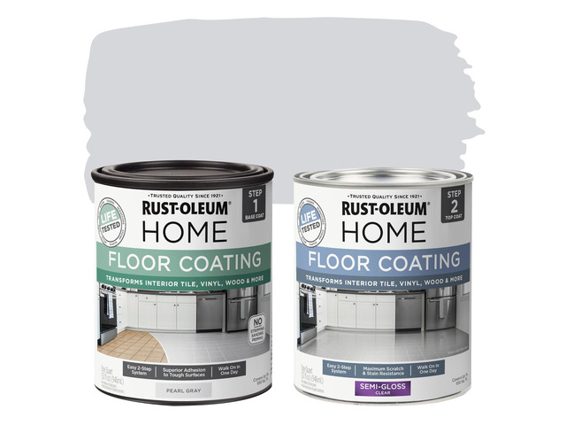 Interior Floor Semi-Gloss Pearl Gray Coating Kit Interior Floor Renovation, Durable Walk-On Finish, Tile, Vinyl, Concrete & Wood Surfaces, 2 Quarts