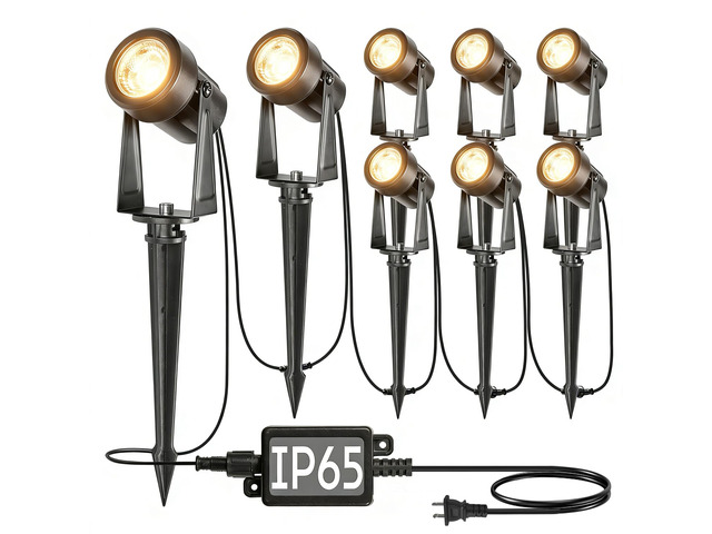8 Pack Outdoor Landscape Lighting with Transformer, LED Spot Lights Low Voltage Outdoor Landscape Lights, Extendable, IP65 Waterproof Landscape...