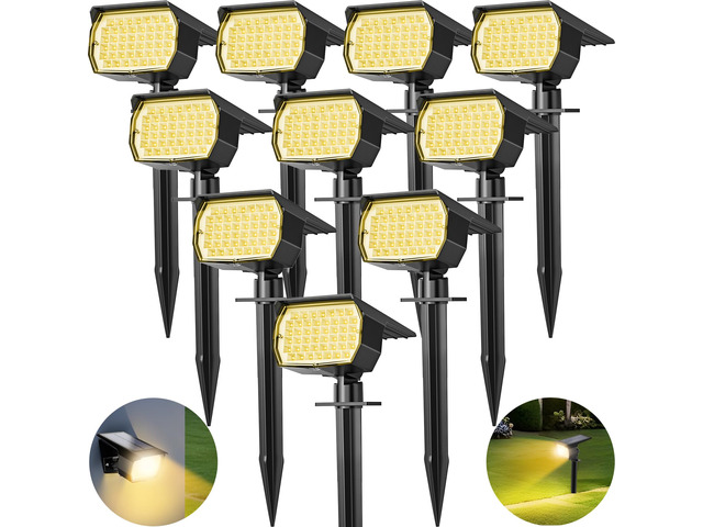 Solar Spot Lights Outdoor 10 Pack, [46 LED/3 Modes] Solar Landscape Spotlights Waterproof, 2-in-1 Auto On/Off Solar Powered Lights for Outside Yard...