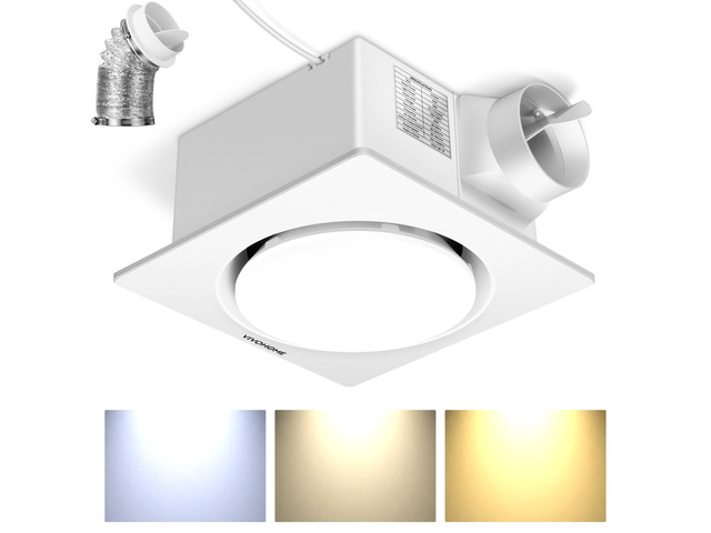 Bathroom Exhaust Fan with Light & Humidity Sensor (160-110-50CFM) Autoflow, 2700K/4000K/5700K & EC Motor, Retrofit Ceiling Mount Bath Fan, No Attic...