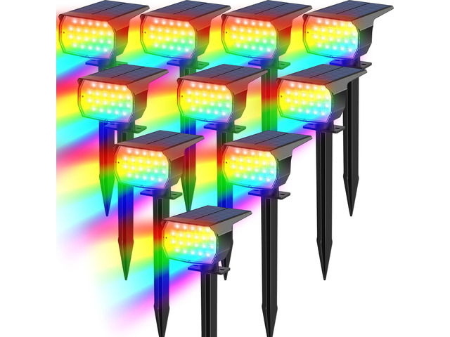 Solar Color Changing Spot Lights Outdoor Waterproof Colored RGB Solar Powered Landscape Lights for Yard 7 Lighting Modes Multicolor Solar...