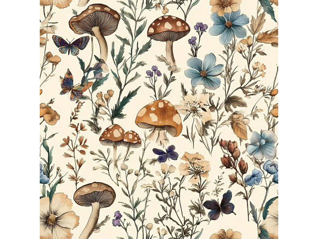 Mushroom Wallpaper Peel and Stick Vintage Floral 16.9' x 590.5' Boho Floral Contact Paper Peel and Stick Mushroom Forest Self Adhesive Removable...