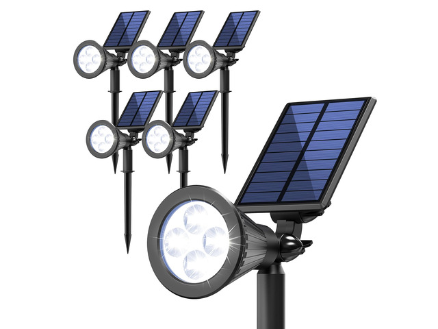 6 Pack Solar Spot Lights Outdoor Waterproof with Focus Beam Solar SpotLights for Flag Tree, 2 Lighting Modes, Solar Landscape Lights for Yard...