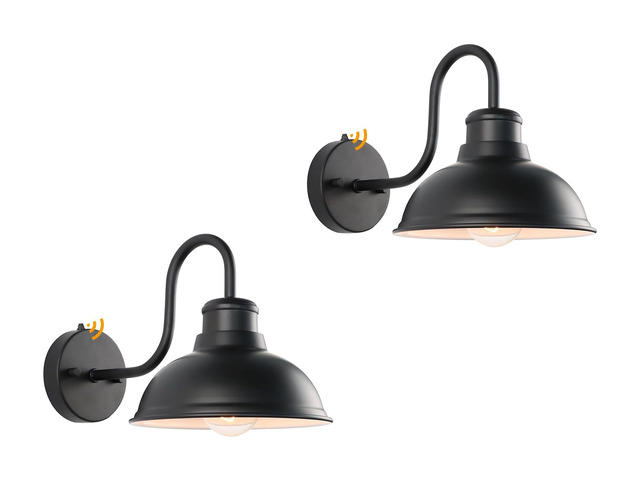 Dusk to Dawn Barn Light Outdoor Sconce 8' Exterior Lighting Fixtures 2 Pack Anti-Rust Waterproof Farmhouse Industrial Vintage Matte Black...