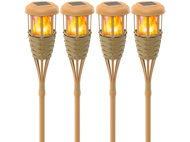 Solar Outdoor Lights, Solar Torch Lights Outdoor Flickering Flame, Outdoor Decorations for Patio Path Yard - 4 Pack