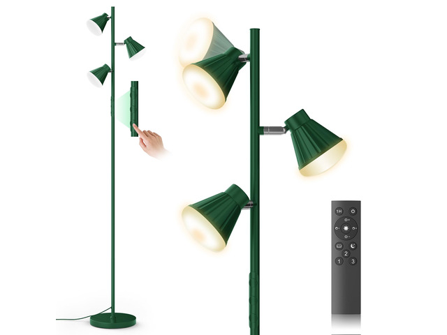 36W LED Tree Floor Lamp with Remote for Living Room Bedroom Modern Dimmable Tall Standing Lamp with 4 Color Temperatures, 3 Rotatable Light Bright...