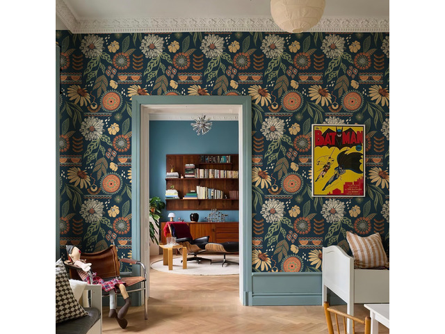 Boho Sun Floral Retro Peel and Stick Wallpaper 17.3' x 1200' Removable Waterproof Self Adhesive Contact Paper Renter Friendly for Cabinets,...