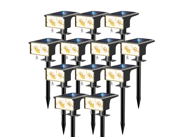 12 Pack Solar Lights Outdoor Waterproof Motion Sensor Outdoor Lights 3 Modes Solar Powered Yard Garden Solar Spot Lights for Outside Pathway...