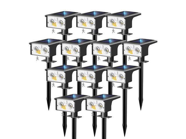 12 Pack Solar Lights Outdoor Waterproof, Motion Sensor Outdoor Lights 3 Modes Solar Powered Yard Garden Solar Spot Lights for Outside Pathway...