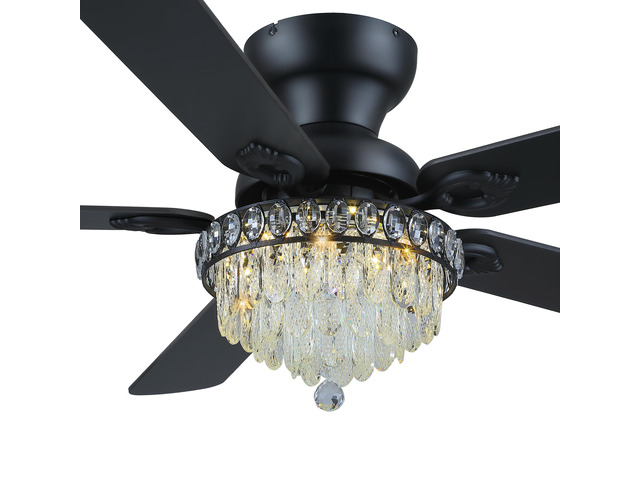 Crystal Ceiling Fan Fandelier with Lights-Modern Ceiling Fan(52' Black) Crystal Ceiling Fans with Remote Control,Modern Ceiling Fan with Noiseless...