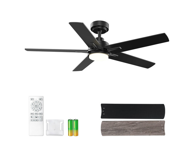 48 Inch Black Ceiling Fan with Light and Remote Control. Noiseless,Dimmable, 3CCT,6 Speeds Reversible, Modern DC Ceiling Fans for Indoor or Covered...