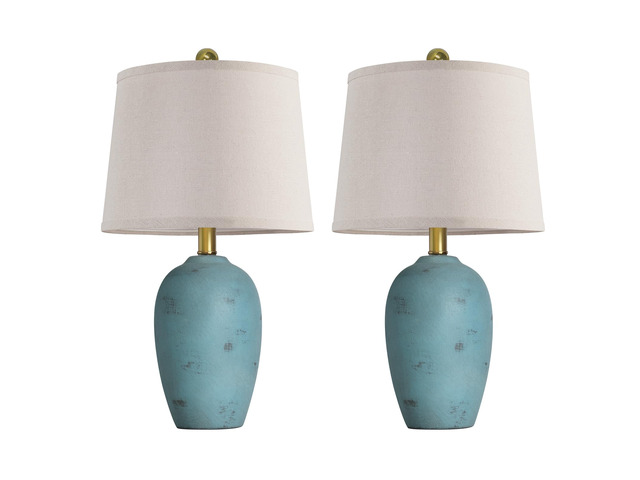 21'' Set of 2 Coastal Small Ceramic Lamps for Bedroom Traditional Nightstand Bedside Desk Table Lamp for Living Room Office Dorm, 2 Bulbs Included