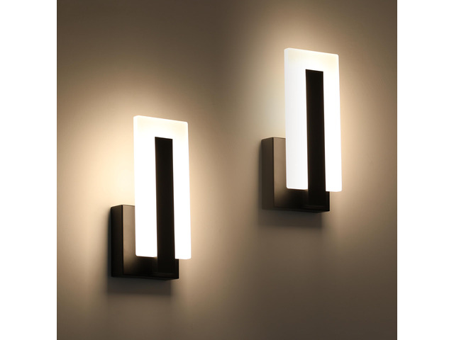 Modern LED Wall Sconces Up and Down Wall Mount Light Black 3000K Warm White Wall Lights Set of 2, Indoor Wall Lighting for Hallways, Bedrooms,...