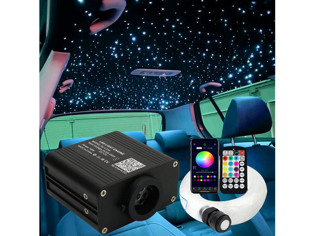 16W Twinkle & Sound Activate 600pcs*0.03in*9.8ft Fiber Optic Starlight Headliner Kits for Car Home Star Ceiling Sky Decoration, APP& Remote Control...