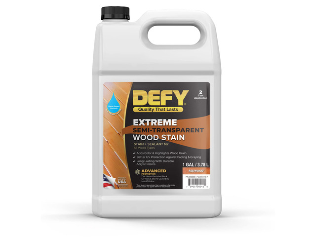 Extreme Wood Stain and Sealer in One - 1 Gallon Semi-Transparent Waterproof Coating for All Wood Types - Redwood