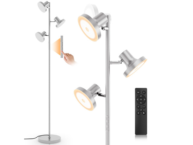 36W LED Tree Floor Lamp, Modern Dimmable Standing Lamp with Remote & Touch Control, 4 Color Temperatures, 3 Rotatable LED Light Floor Lamps for...