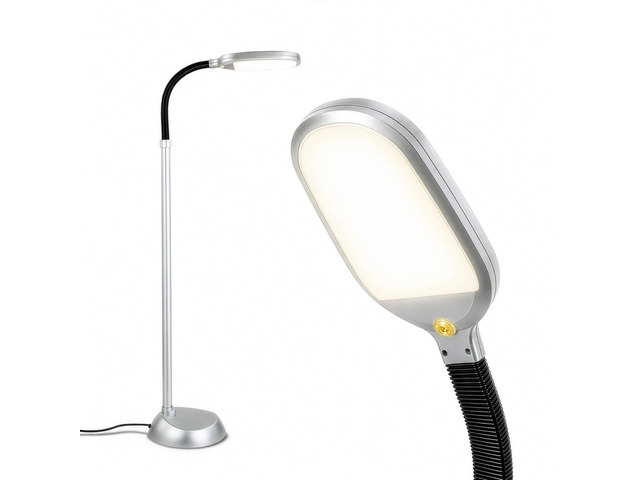 Litespan Titanium Silver LED Floor Reading Lamp, Energy Efficient, Adjustable Standing, 850-950 Lumens, 12W