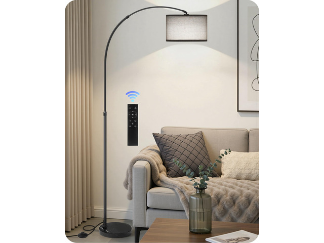 75' Arc Floor Lamp with Marble Base and Adjustable Height, Rotating Hanging Shade, Dimmable Floor Lamp for Living Room with Remote and Foot Switch,...