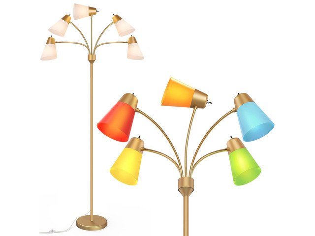LED Floor Lamp, Medusa Multi Head Modern Tall Standing Lamps, Adjustable Corner Reading Floor Light for Living Room, Bedroom, Kids Room, White and...