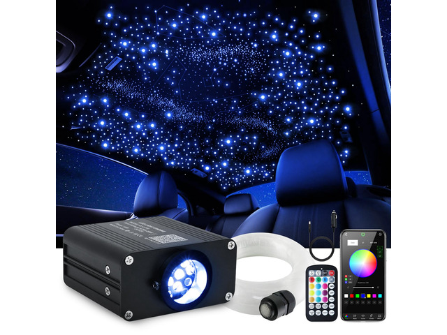 16W Car Home Starlight Headliner Kit, Twinkle & Sound Activate RGBW Fiber Optic Lights with APP & Remote Control, Star Lights for Ceiling...