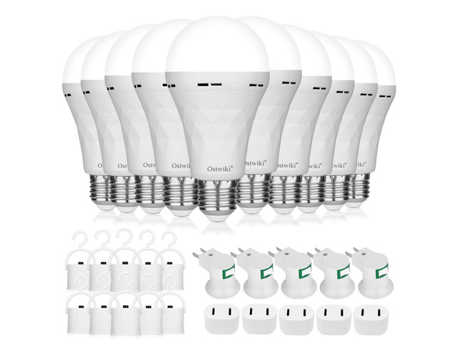 10 Pack Rechargeable Emergency Light Bulbs for Power Outage Battery Operated Light Bulb for Camping Outdoor Hurricane 9W E27 8500K White...