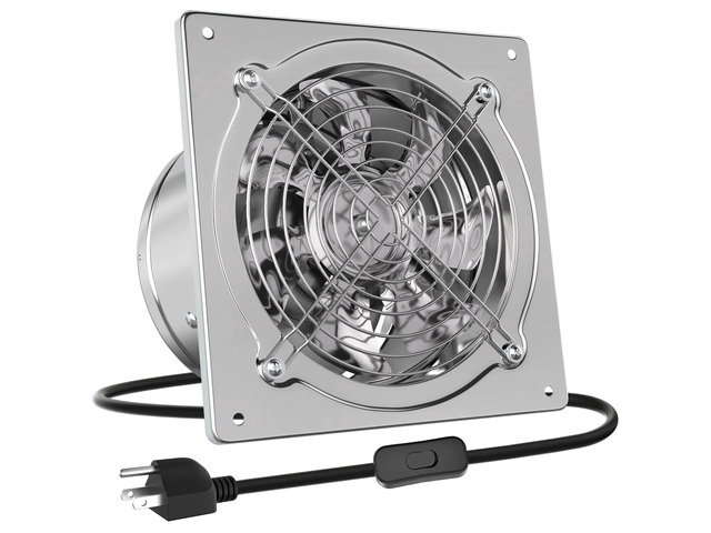 8 Inch Kitchen Exhaust Fan, 576CFM Metal Attic Exhaust Fan, Wall Mounted Garage Ventilation Fan, Basement Extractor Fans with Backdraft Damper for...