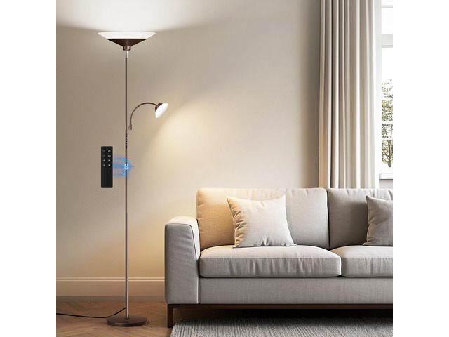 Brown Torchiere LED Floor Lamp - 72' Rotating Standing Lamp with Remote, 34W Dimmable Floor Light with Color Changing, Tall Bright Corner Lamp for...